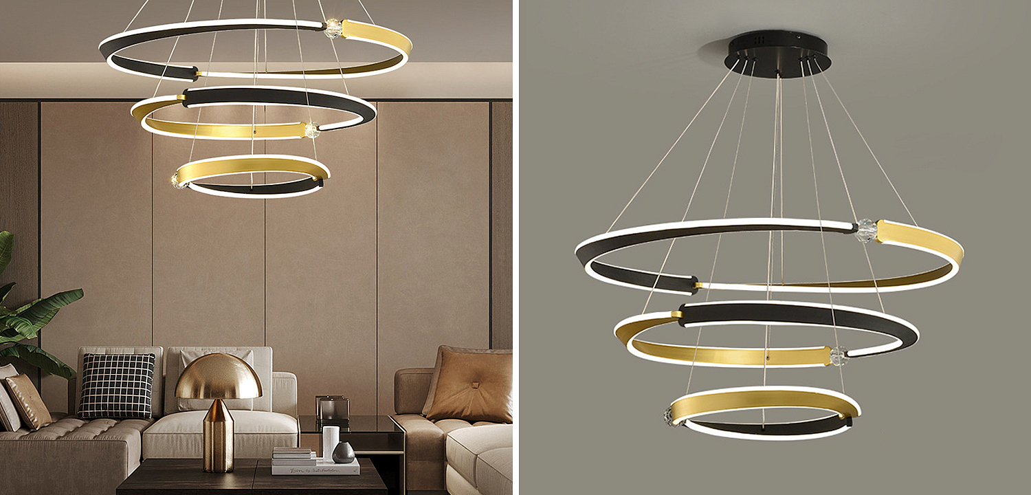 Люстра Кольца Ring Horizontal Cyril Три кольца Черный Золотой Люстра Кольца Ring Horizontal Cyril Три кольца Черный Золотой - Loft-Concept в Орле