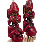 Комплект из 2-х деревянных статуэток Asmat Straw Headdress Statuettes Red варинант исполнения - 3 | Loft Concept в Орле
