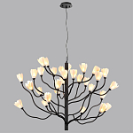 Люстра подвесная черного цвета с ветвями и белыми фарфоровыми цветами Floralis варинант исполнения - 12 | Loft Concept в Орле