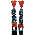 Комплект из 2-х деревянных статуэток Asmat Straw Headdress Statuettes Multicolor варинант исполнения - 2 | Loft Concept в Орле