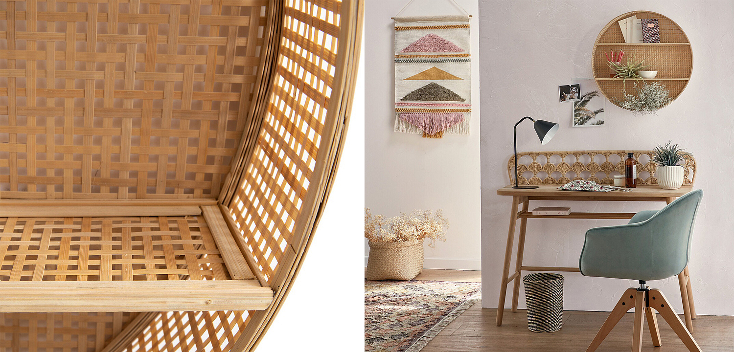Полка Wicker Bamboo Shelf cells Полка Wicker Bamboo Shelf cells - Loft-Concept в Орле