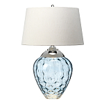 Настольная лампа со белым конусным абажуром и прозрачным голубым стеклянным основанием Quintiesse варинант исполнения - 1 | Loft Concept в Орле