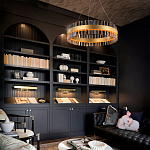 Люстра кольцевая чёрного цвета с вертикальными стеклянными элементами Ring Horizontal варинант исполнения - 2 | Loft Concept в Орле