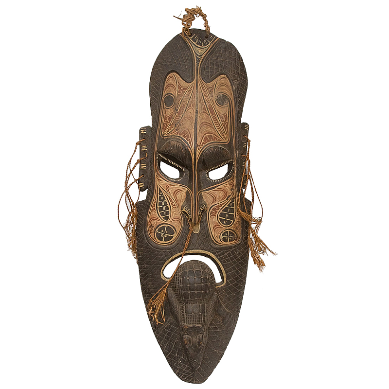 Деревянная резная маска ручной работы Papuan Wooden Mask Коричневый Бежевый Деревянная резная маска ручной работы Papuan Wooden Mask Коричневый Бежевый в Орле | Loft Concept