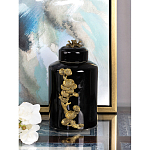 Банка с крышкой из фарфора с бронзовым цветочным элементом Eden Garden варинант исполнения - 4 | Loft Concept в Орле