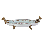 Блюдо овальное из голубого фарфора с ручками в виде бабочек и цветочным рисунком Blue Garden варинант исполнения - 1 | Loft Concept в Орле