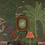 Обои ручная роспись Malwa Original colourway on Olive tobacco варинант исполнения - 1 | Loft Concept в Орле