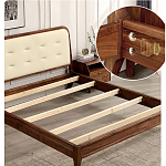 Кровать двуспальная с каркасом из дерева и мягким изголовьем Moon Walnut Bed варинант исполнения - 5 | Loft Concept в Орле