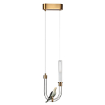 Подвесной светильник с декоративной фигуркой птицы на прозрачной изогнутой трубке Ganthea варинант исполнения - 2 | Loft Concept в Орле