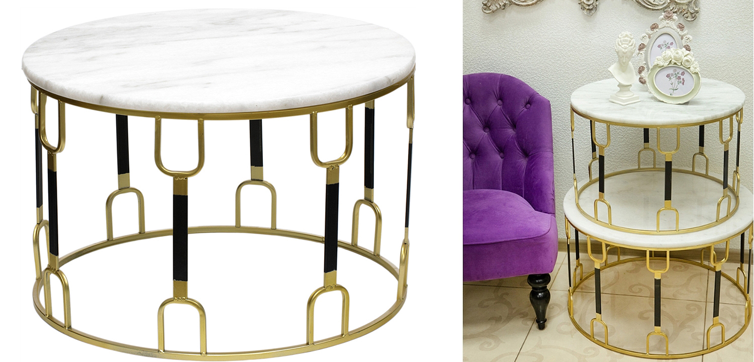 Приставной стол Dorius Side Table white marble Приставной стол Dorius Side Table white marble - Loft-Concept в Орле
