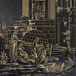 Обои ручная роспись Views of Italy Gold Outline варинант исполнения - 1 | Loft Concept в Орле