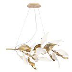 Люстра подвесная с декоративными белыми и золотыми листьями на текстурном основании Wintery flovers варинант исполнения - 1 | Loft Concept в Орле