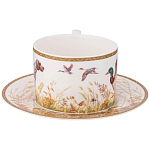 Чайная пара из фарфора с изображением собаки и уток 300 мл Hunting Porcelain Collection варинант исполнения - 2 | Loft Concept в Орле