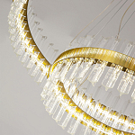 Люстра подвесная двухъярусная с золотистымыми кольцами и прозрачными стеклянными элементами Ring Horizontal варинант исполнения - 3 | Loft Concept в Орле