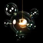 Подвесной светильник с прозрачными бирюзовыми стеклянными шарами и золотыми деталями Диаметр 46 Giopato & Coombes варинант исполнения - 4 | Loft Concept в Орле