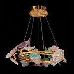 Люстра круглая на золотом каркасе с птичками и цветочным декором Miscellaneous herbs варинант исполнения - 5 | Loft Concept в Орле