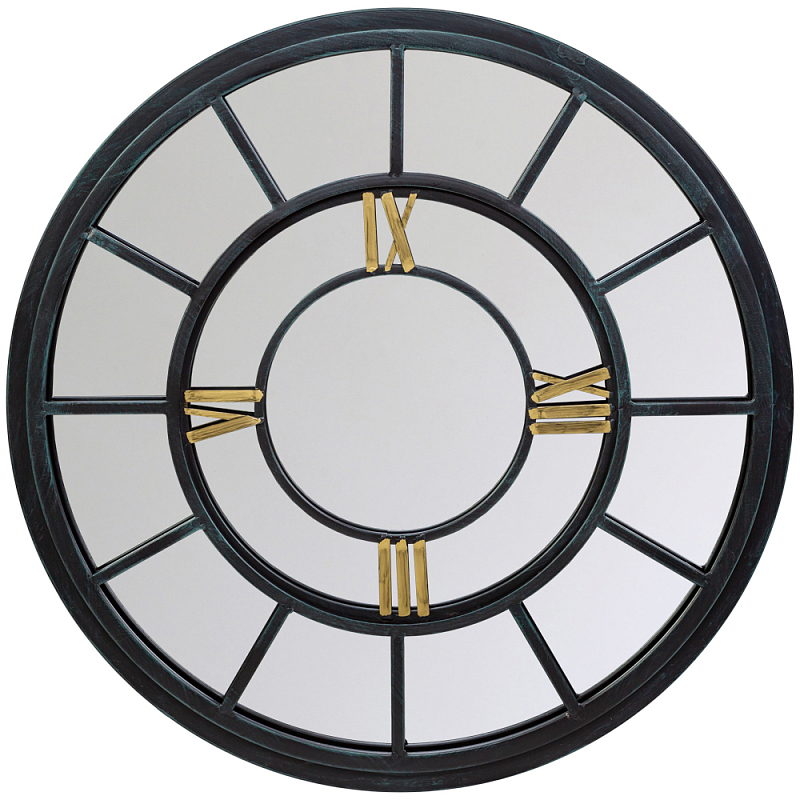 Зеркало настенное в чёрной металлической раме в виде часов Mirror Tower Clock Черный Зеркало Зеркало настенное в чёрной металлической раме в виде часов Mirror Tower Clock Черный Зеркало в Орле | Loft Concept