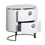 Тумбочка белая овальная с мраморной столешницей Thoroughbass варинант исполнения - 2 | Loft Concept в Орле