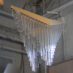 Люстра золотого цвета в форме галочки с каскадом длинных прозрачных трубок Eurofase варинант исполнения - 14 | Loft Concept в Орле