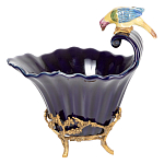 Чаша темно-синего цвета из фарфора с разноцветной птичкой Eden Garden porcelain and bronze варинант исполнения - 8 | Loft Concept в Орле