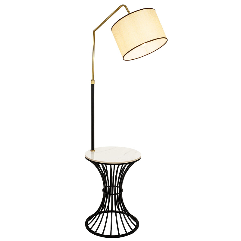 Торшер с абажуром и приставным столом Fazio Lighting and Furniture Floor Lamp Бежевый Черный Торшер с абажуром и приставным столом Fazio Lighting and Furniture Floor Lamp Бежевый Черный в Орле | Loft Concept