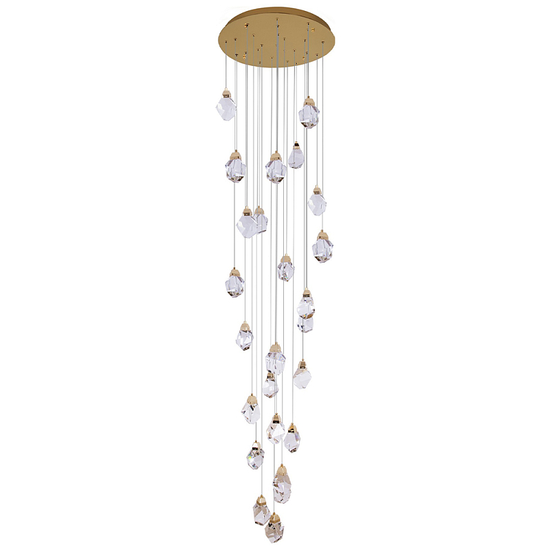 Большая каскадная люстра с хрустальными плафонами Esme Crystal Brass Cascade Chandelier 25 Золотой Прозрачный Большая каскадная люстра с хрустальными плафонами Esme Crystal Brass Cascade Chandelier 25 Золотой Прозрачный в Орле | Loft Concept