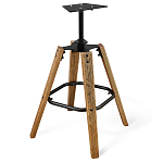 Барный стул со спинкой и металлической подставкой на 4-х деревянных ножках Коричневый Велюр Vendramin Chair варинант исполнения - 5 | Loft Concept в Орле