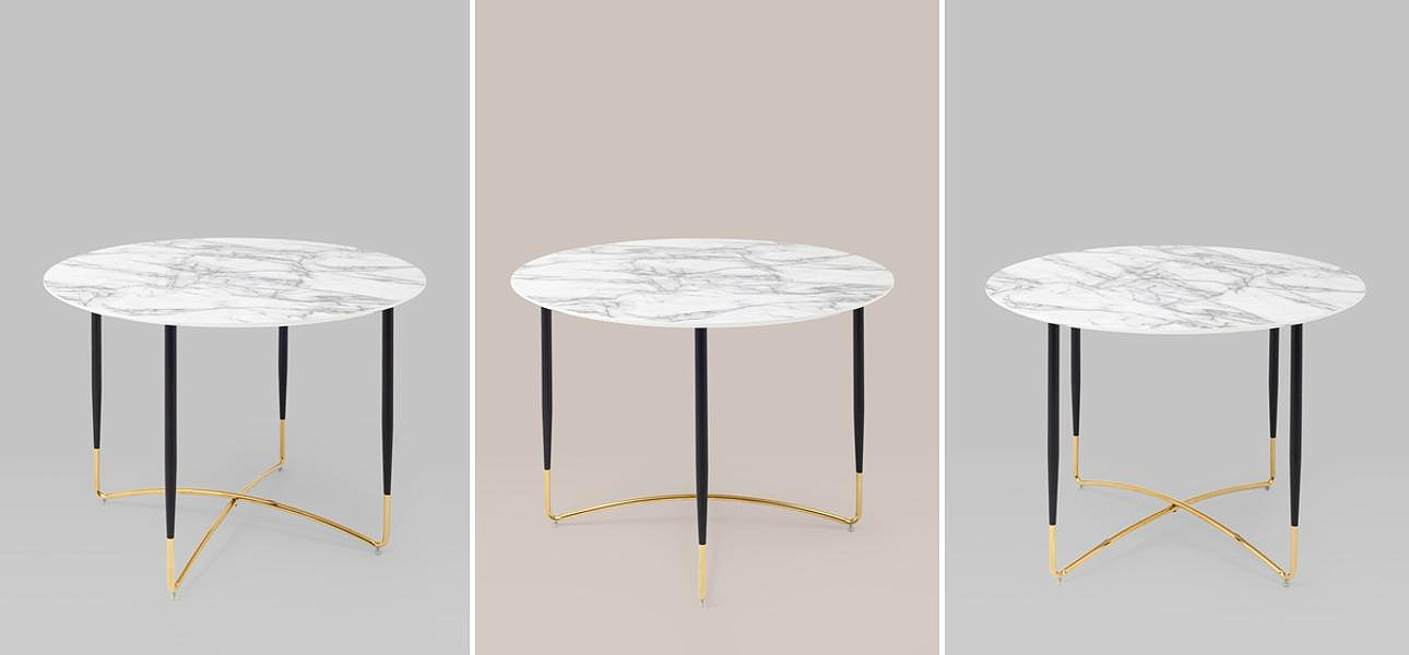 Стол обеденный круглый Garland Collection столешница белый мрамор Стол обеденный круглый Garland Collection столешница белый мрамор - Loft-Concept в Орле