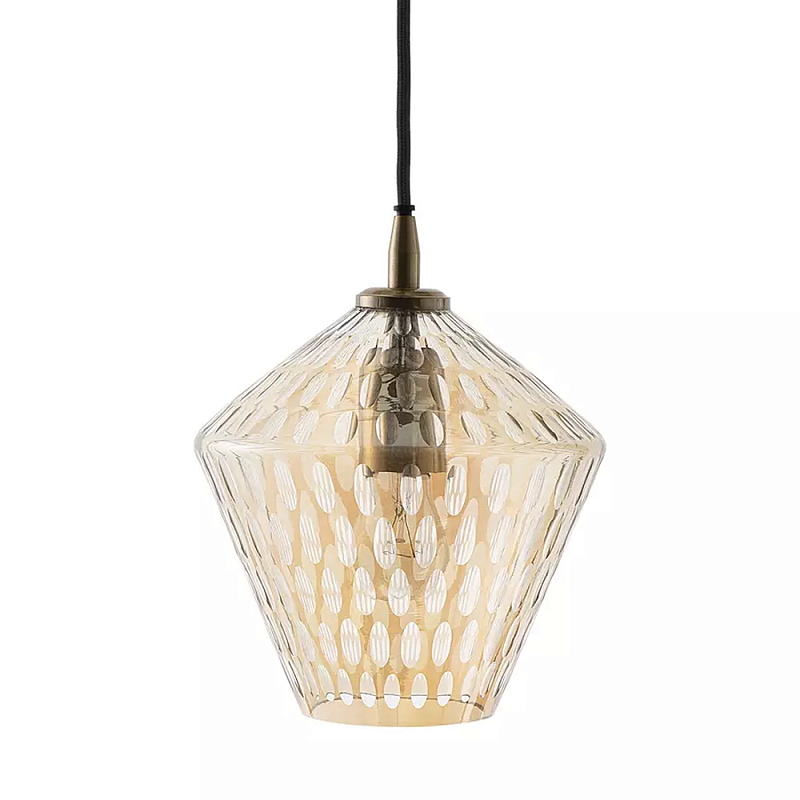 Подвесной светильник с плафоном из стекла с рельефным узором Glass Pattern Lamp Янтарный Подвесной светильник с плафоном из стекла с рельефным узором Glass Pattern Lamp Янтарный в Орле | Loft Concept
