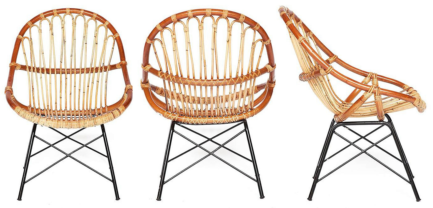 Кресло Rattan Wicker Chair Red Carcass Кресло Rattan Wicker Chair Red Carcass - Loft-Concept в Орле