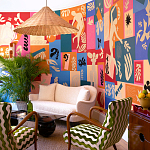 Обои ручная роспись в стиле Арт-деко Jazz Original colourway on painted silk with embroidery варинант исполнения - 1 | Loft Concept в Орле