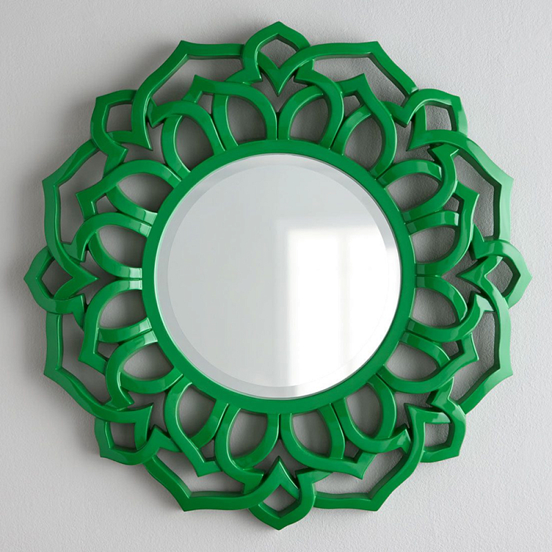 Зеркало круглое в ажурной зеленой раме Green Floral Pattern Зеленый Зеркало круглое в ажурной зеленой раме Green Floral Pattern Зеленый в Орле | Loft Concept
