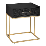 Приставной столик с резным узором на выдвижном ящике Black Table Carved Pattern варинант исполнения - 1 | Loft Concept в Орле