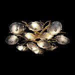 Потолочная люстра круглая ветвистыми бронзовыми элементами и стеклянными рифлеными дисками Textured Glass Chandelier варинант исполнения - 4 | Loft Concept в Орле