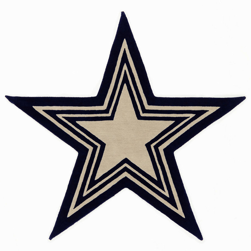 Дизайнерский ковер в виде звезды Poltronova Tappeto Stellina  Navy Blue Grey Rug Темно-синий Бежево-серый в Орле | Loft Concept 