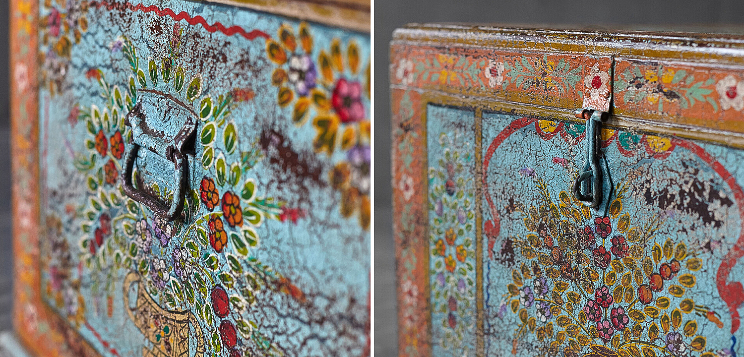 Сундук ручная роспись Harsh Antique Indian Painted Chest Сундук ручная роспись Harsh Antique Indian Painted Chest - Loft-Concept в Орле