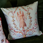 Декоративная подушка светло-зеленая с растительным орнаментом Raffael Angel Green Cushion варинант исполнения - 3 | Loft Concept в Орле