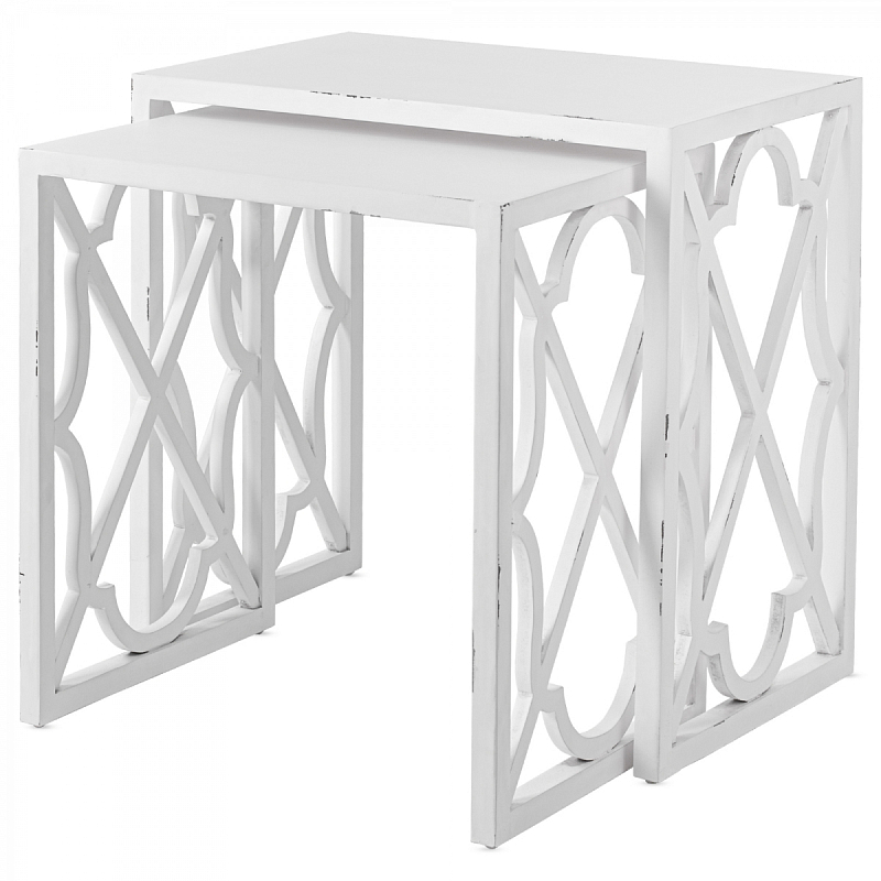Комплект столиков Tommy Bahama Stovell Ferry Nesting Tables Белый винтажная патина Комплект столиков Tommy Bahama Stovell Ferry Nesting Tables Белый винтажная патина в Орле | Loft Concept