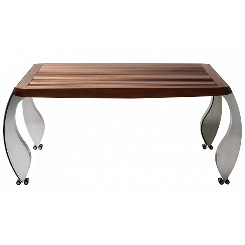 Дизайнерский раздвижной обеденный стол Poltronova Split Dining Table Коричневый Хром Дизайнерский раздвижной обеденный стол Poltronova Split Dining Table Коричневый Хром в Орле | Loft Concept