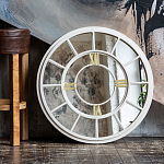 Зеркало настенное в белой металлической раме в виде часов Mirror Tower Clock варинант исполнения - 4 | Loft Concept в Орле