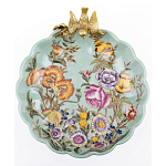 Блюдо из голубого фарфора с бронзовой птичкой Blue Garden варинант исполнения - 2 | Loft Concept в Орле