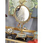 Зеркало с бронзовой подставкой в виде дерева и фарфоровыми птичками на голубом основании Eden Garden варинант исполнения - 4 | Loft Concept в Орле