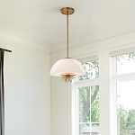 Подвесной светильник золотого цвета с полусферическим опаловым плафоном и декоративным элементом Elstead Lighting варинант исполнения - 7 | Loft Concept в Орле