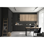 Черный матовый кухонный гарнитур с фасадом под дерево Renart Kitchen Set варинант исполнения - 3 | Loft Concept в Орле