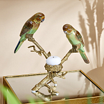 Подсвечник с двумя попугаями из фарфора на бронзовой ветке Eden Garden варинант исполнения - 1 | Loft Concept в Орле