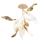 Люстра потолочная с белыми матовыми и золотыми глянцевыми листьями Wintery flovers варинант исполнения - 2 | Loft Concept в Орле