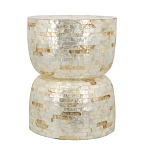 Приставной столик с мозаичным рисунком из раковин устриц Bone Inlay варинант исполнения - 2 | Loft Concept в Орле