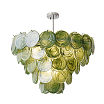 Люстра из зеленых стеклянных дисков с перламутровым эффектом Green Glowing Glaze варинант исполнения - 1 | Loft Concept в Орле