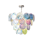 Люстра с каскадом из круглых разноцветных стеклянных дисков Mother of Pearl Iridescence варинант исполнения - 4 | Loft Concept в Орле