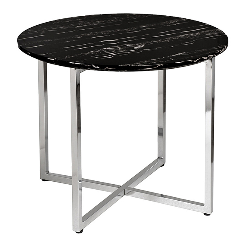 Столик журнальный круглый с черной столешницей Marsali Coffee Table Серебряный Черный в Орле | Loft Concept 